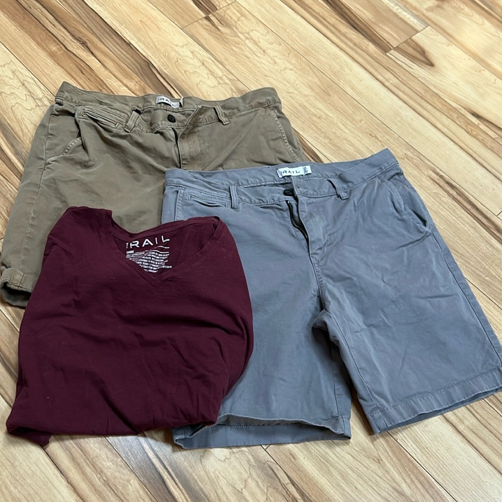 RAIL Two men’s Rail shorts and a Rail tee